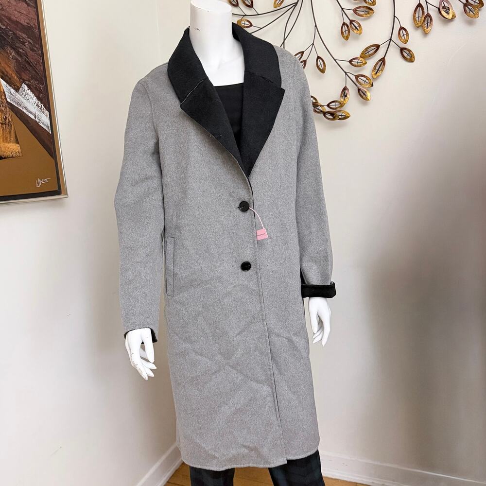Belle & Bloom Lexington Wool Blend Coat Gray Black Size L NWT